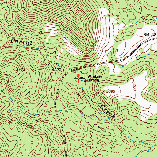 Topographic Map of Winters Ranch, AZ