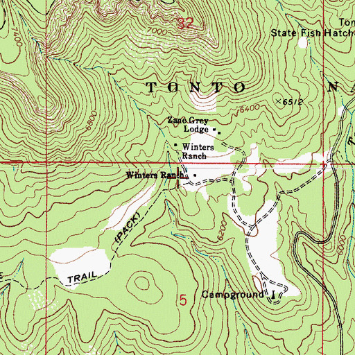 Topographic Map of Winters Ranch, AZ