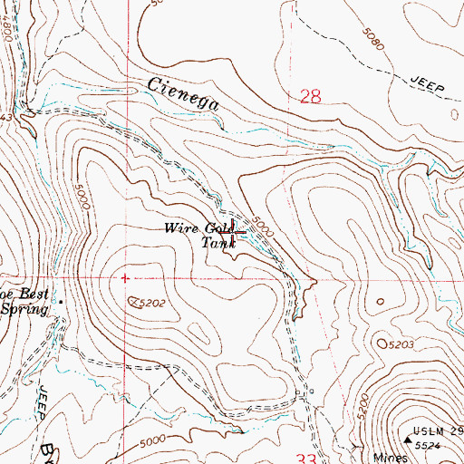 Topographic Map of Wire Gold Tank, AZ