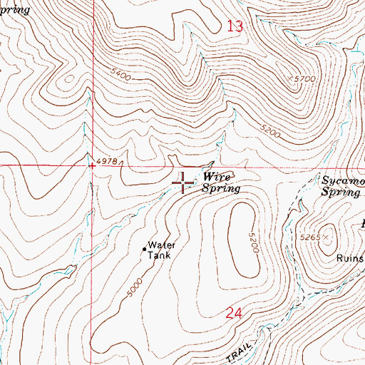 Topographic Map of Wire Spring, AZ