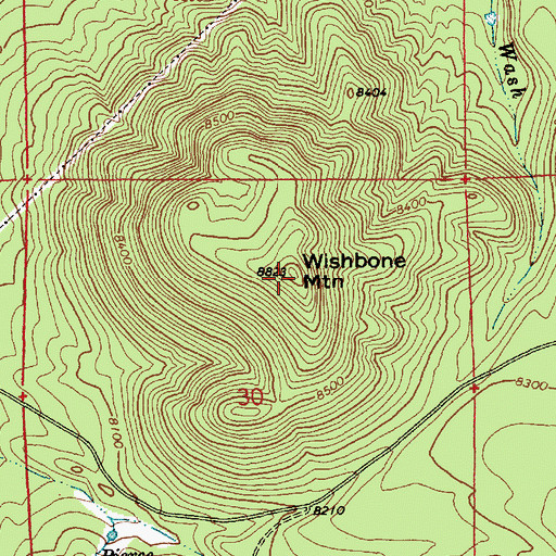 Topographic Map of Wishbone Mountain, AZ