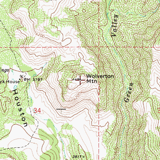 Topographic Map of Wolverton Mountain, AZ