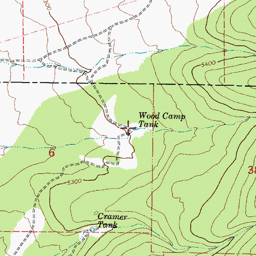 Topographic Map of Wood Camp Tank, AZ