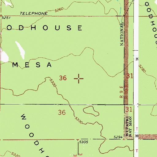 Topographic Map of Woodhouse Mesa, AZ
