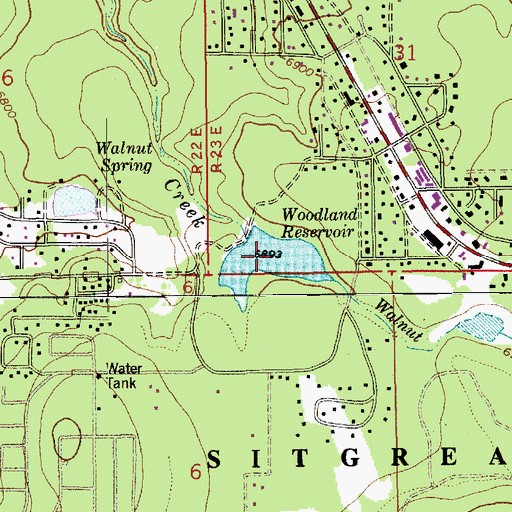 Topographic Map of Woodland Reservoir, AZ