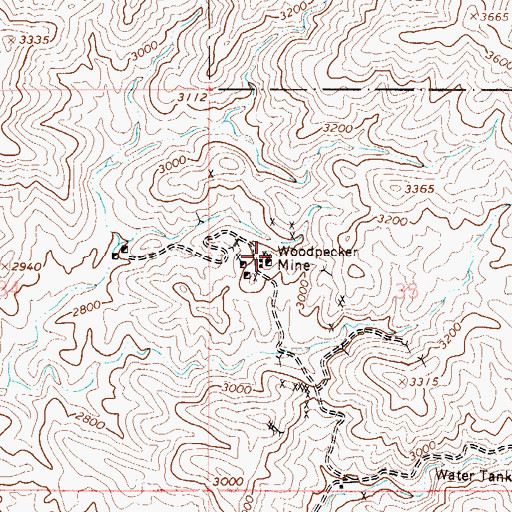 Topographic Map of Woodpecker Mine, AZ