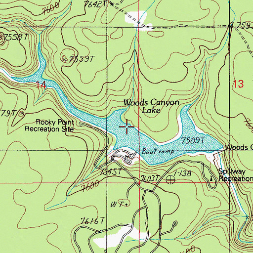 Topographic Map of Woods Canyon Lake, AZ