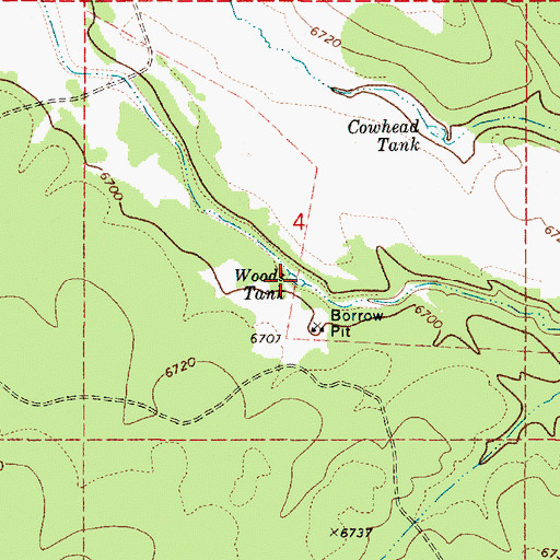 Topographic Map of Woods Tank, AZ