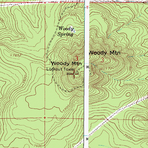 Topographic Map of Woody Mountain, AZ
