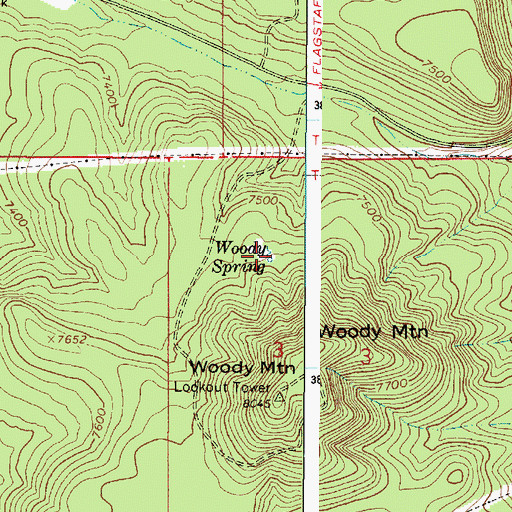 Topographic Map of Woody Spring, AZ