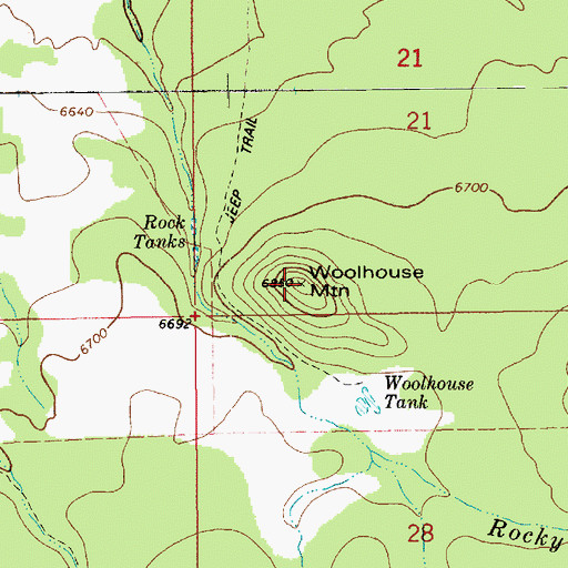 Topographic Map of Woolhouse Mountain, AZ