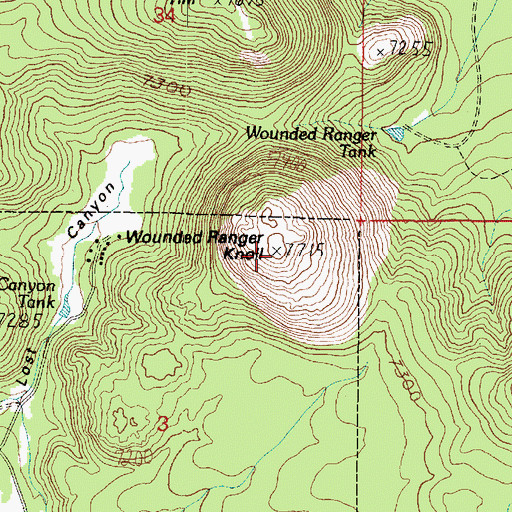 Topographic Map of Wounded Ranger Knoll, AZ