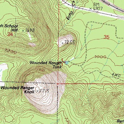Topographic Map of Wounded Ranger Tank, AZ