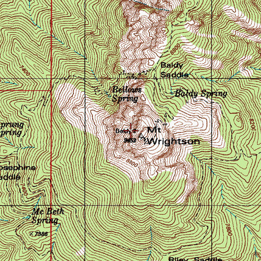 Topographic Map of Mount Wrightson, AZ