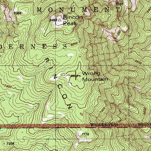 Topographic Map of Wrong Mountain, AZ