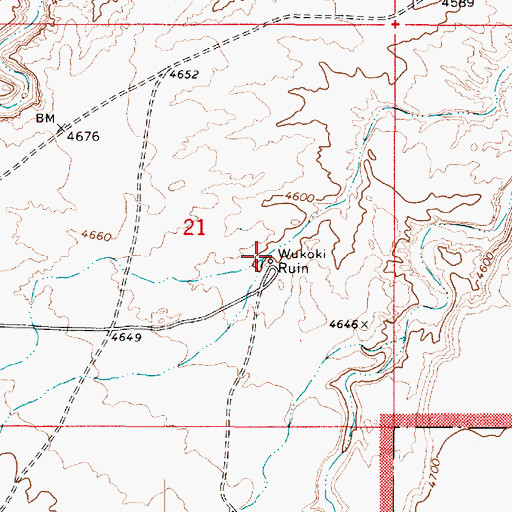 Topographic Map of Wukoki Pueblo (historical), AZ