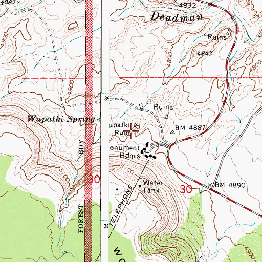 Topographic Map of Wupatki Pueblo (historical), AZ