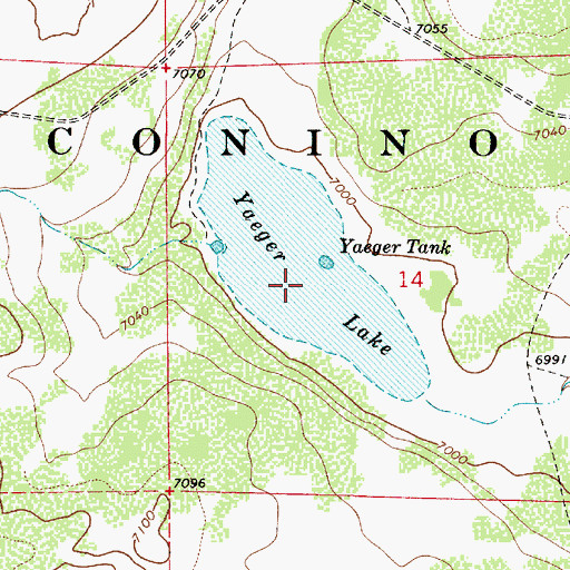Topographic Map of Yaeger Lake, AZ