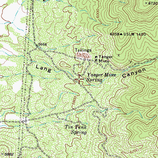 Topographic Map of Yaeger Mine Spring, AZ