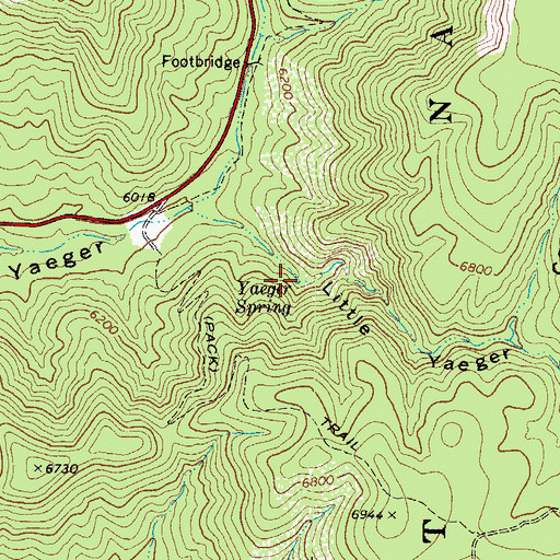 Topographic Map of Yaeger Spring, AZ