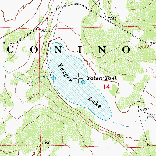 Topographic Map of Yaeger Tank, AZ