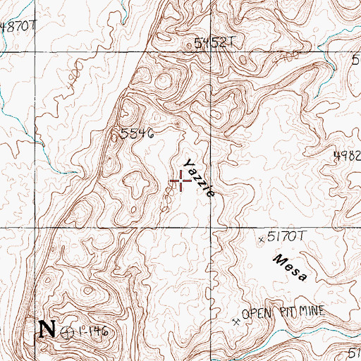 Topographic Map of Yazzie Mesa, AZ