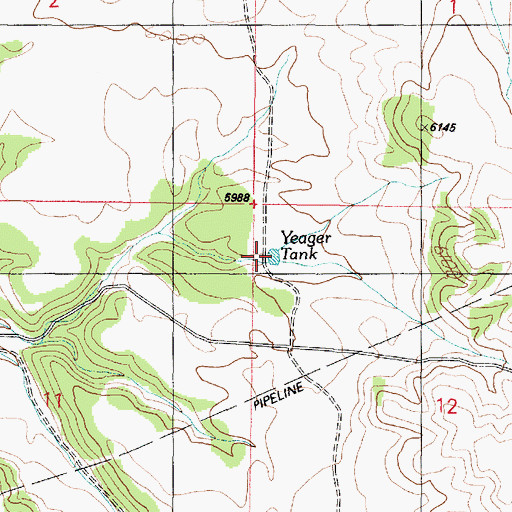 Topographic Map of Yeager Tank, AZ