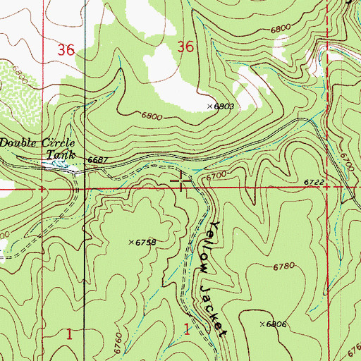 Topographic Map of Yellow Jacket Draw, AZ