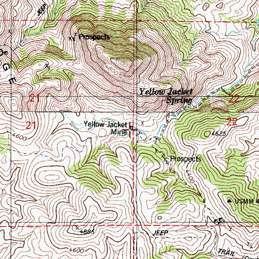 Topographic Map of Yellow Jacket Mine, AZ