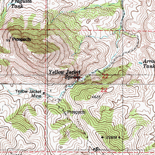 Topographic Map of Yellow Jacket Spring, AZ