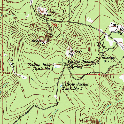 Topographic Map of Yellow Jacket Spring, AZ