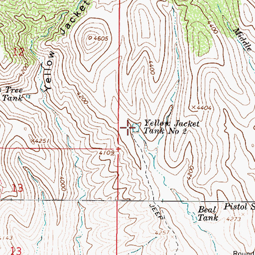 Topographic Map of Yellow Jacket Tank Number Two, AZ