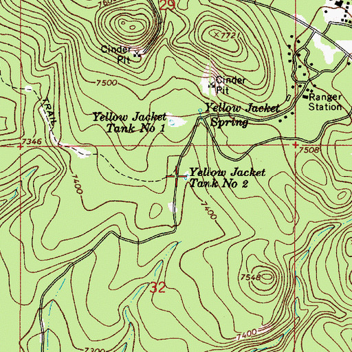 Topographic Map of Yellow Jacket Tank Number Two, AZ