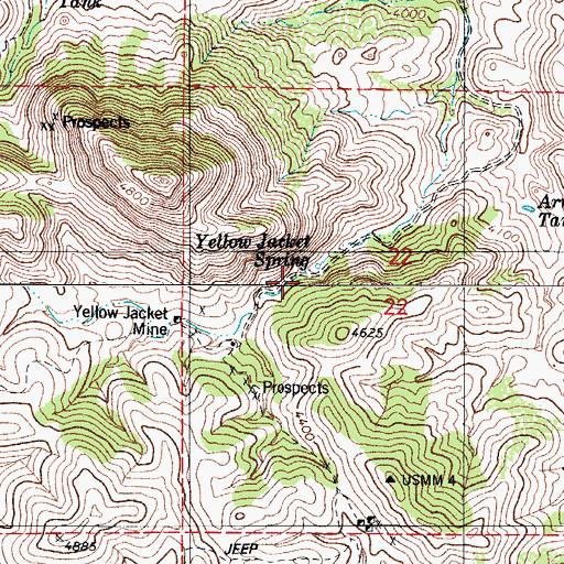 Topographic Map of Yellow Jacket Wash, AZ