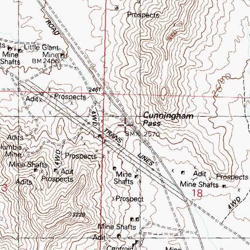 Topographic Map of Cunningham Pass, AZ