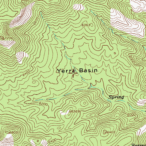 Topographic Map of Yerra Basin, AZ