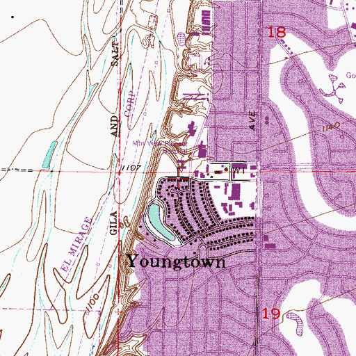 Topographic Map of Youngtown, AZ