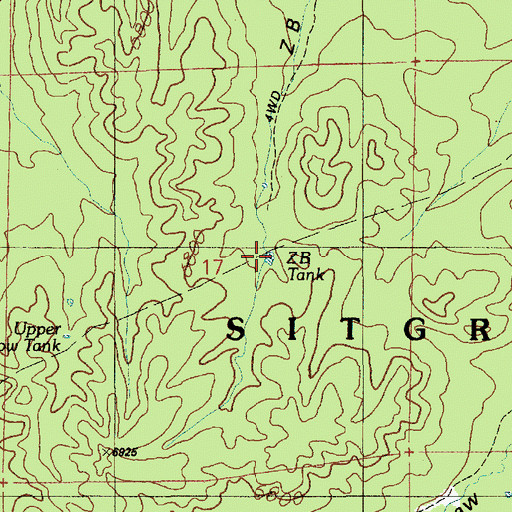 Topographic Map of Z B Tank, AZ