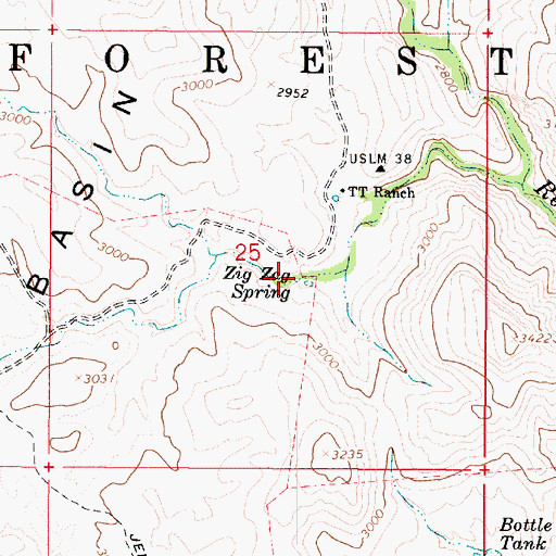 Topographic Map of Zig Zag Spring, AZ