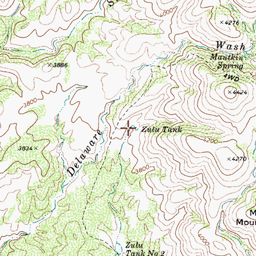 Topographic Map of Zulu Tank, AZ
