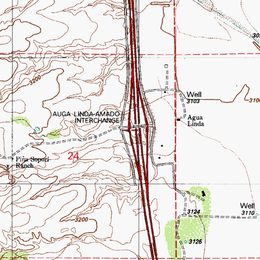Topographic Map of Agua Linda-Amado Interchange, AZ
