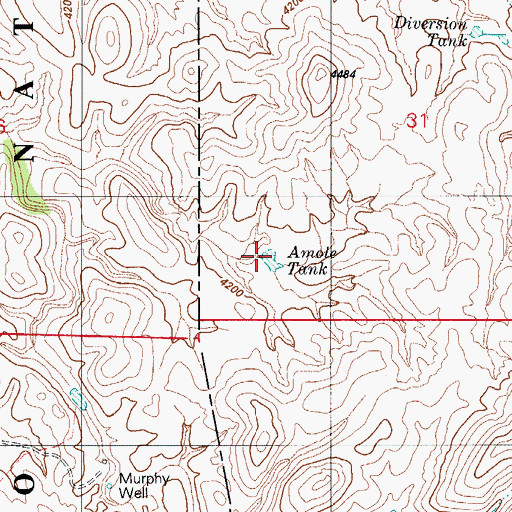 Topographic Map of Amole Tank, AZ