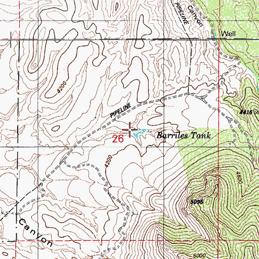 Topographic Map of Barriles Tank, AZ