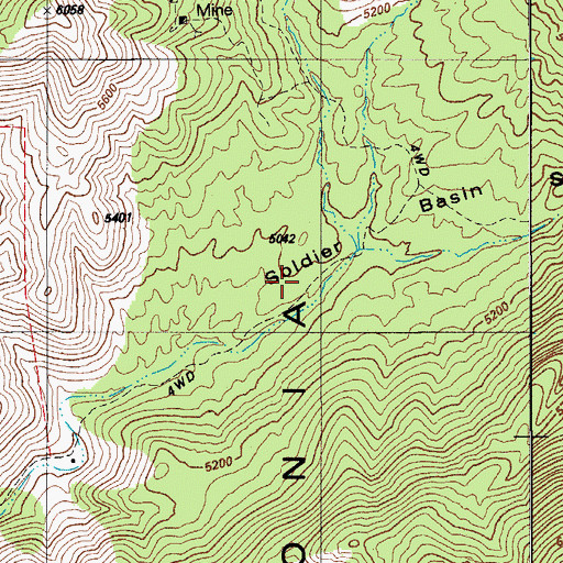 Topographic Map of Basin Spring, AZ