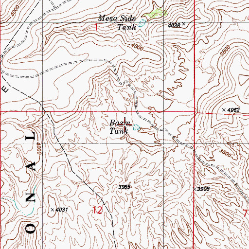 Topographic Map of Basin Tank, AZ