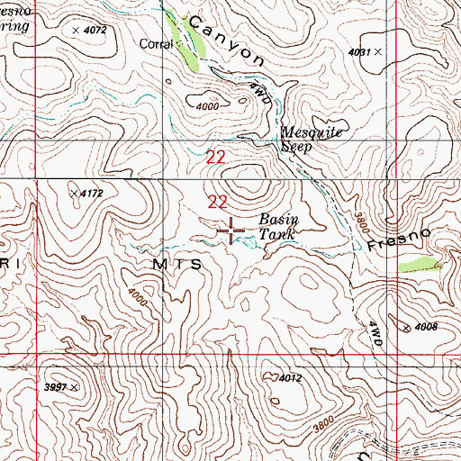 Topographic Map of Basin Tank, AZ