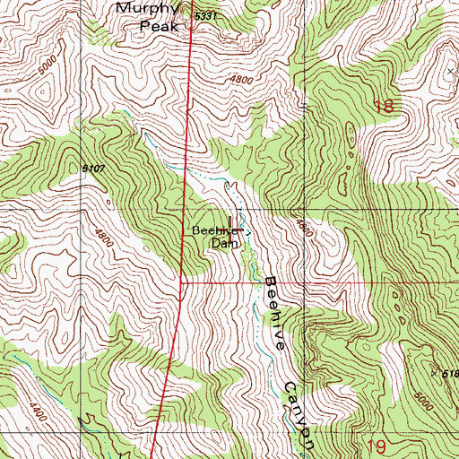 Topographic Map of Beehive Dam, AZ