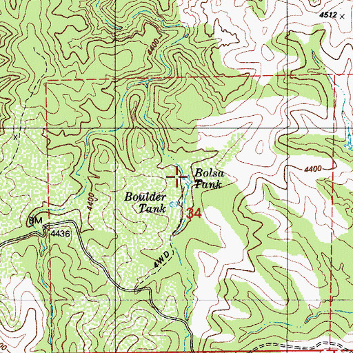 Topographic Map of Bolsa Tank, AZ