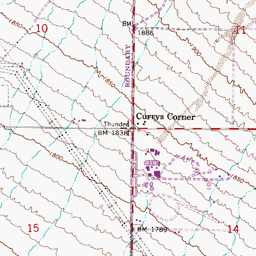 Topographic Map of Currys Corner, AZ