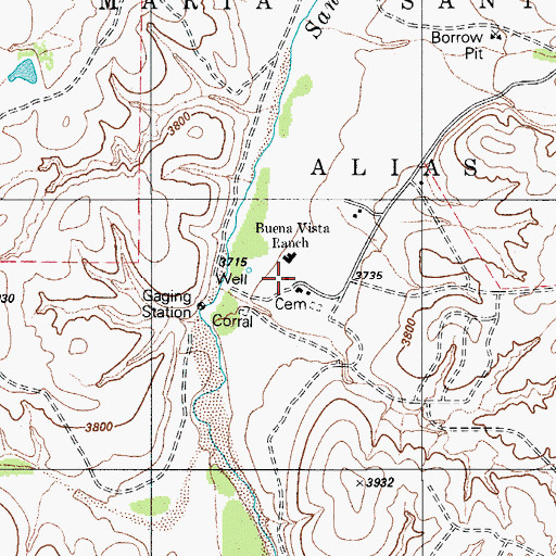 Topographic Map of Buena Vista Ranch, AZ